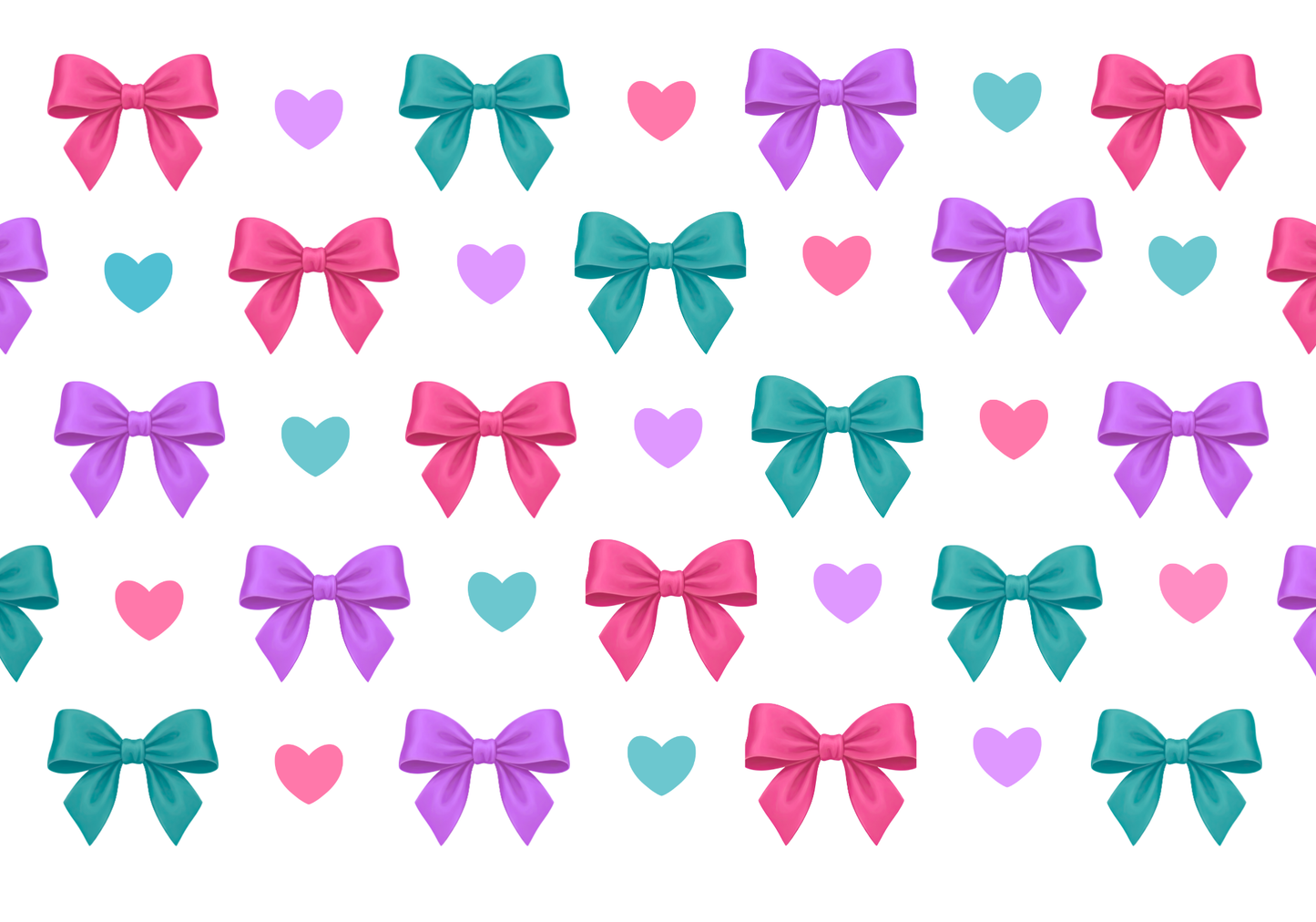 Multicolor Hearts and Bows