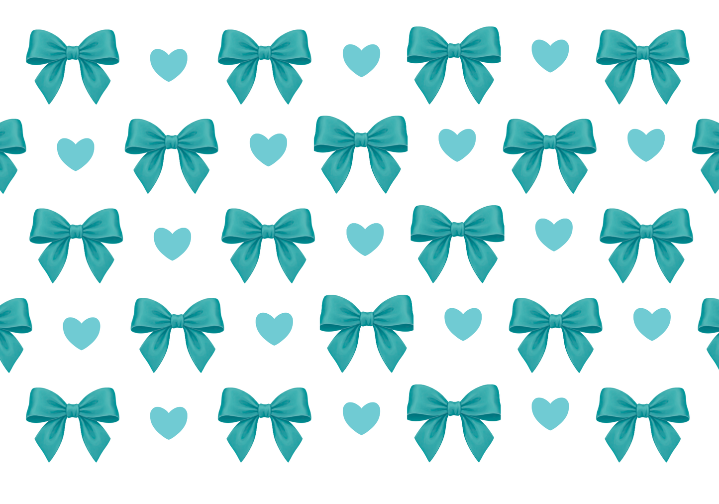 Teal Hearts and Bows